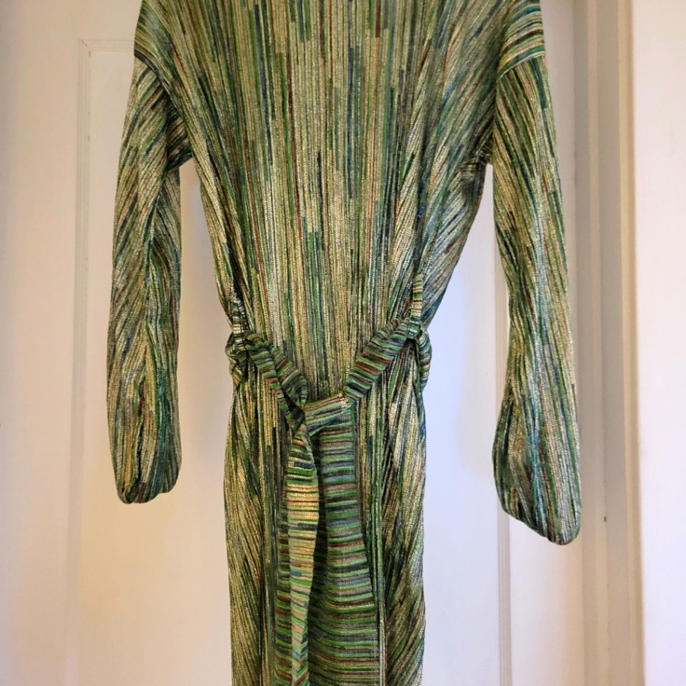 BOOHOO small Metallic thin dress with tie belt